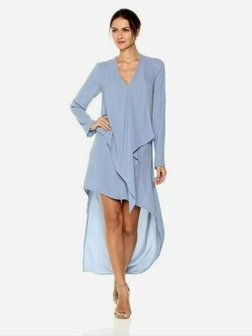 BCBG MaxAzria Kyndal Ruffle Asymmetrical High-Low Dress XS Blue